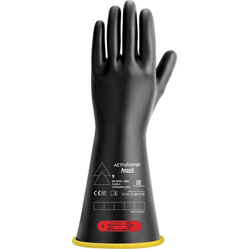 Natural Rubber Electrical Insulating Gloves, ASTM Class 0, Size 7, 14" L Air Extreme Inc.