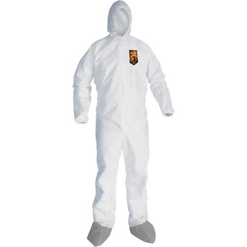 KleenGuardA45 Liquid & Particle Protection Coveralls with Anti-Slip Shoe, Large, Grey/White, Microporous Air Extreme Inc.