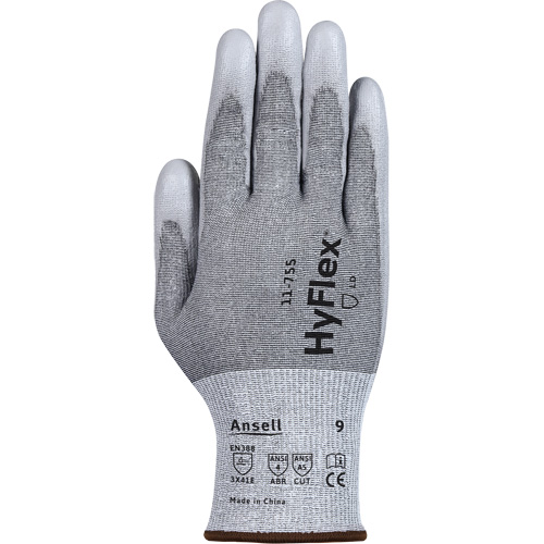 HyFlex&reg; 11-755 Cut Resistant Gloves, Size 6, 18 Gauge, Polyurethane Coated, Polyester/HPPE/Tungsten/Spandex Shell, ASTM ANSI Level A5/EN 388 Level E Air Extreme Inc.