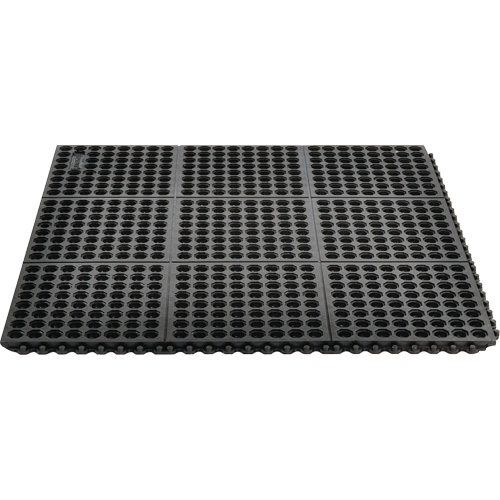 Cushion-Ease&reg; 550 Interlocking Anti-Fatigue Mat, Slotted, 3' x 3' x 3/4", Black, Rubber Air Extreme Inc.