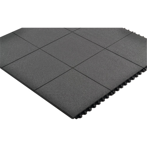 Tapis antifatigue &agrave; imbrication Cushion-Ease, Rugueux, 3' x 3' x 3/4", Noir, Caoutchouc naturel Air Extreme Inc.