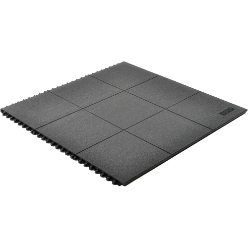 Tapis antifatigue &agrave; imbrication Cushion-Ease, Rugueux, 3' x 3' x 3/4", Noir, Caoutchouc naturel Air Extreme Inc.