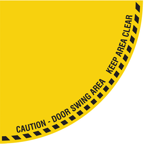 Signalisation au sol ?Caution? (attention) pour porte battante en quart de cercle, Adh&eacute;sif, Anglais avec pictogramme Air Extreme Inc.