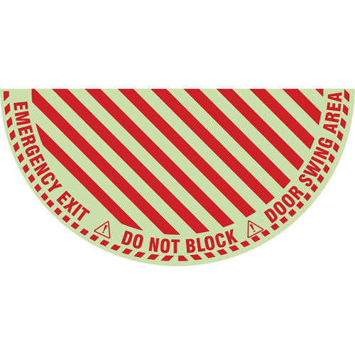 "Emergency Exit" Half Circle Swing Door Floor Sign, Adhesive, English with Pictogram Air Extreme Inc.
