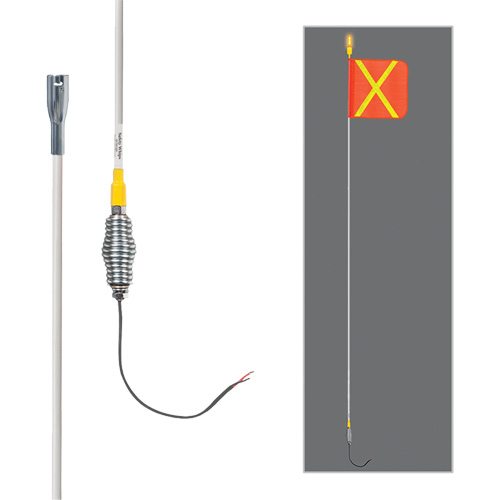 Tiges de s&eacute;curit&eacute; tout-temps de s&eacute;rie lourde avec lumi&egrave;re DEL constante Safety Whip, Fixation Ressort, Hauteur 12', Orange avec X r&eacute;fl&eacute;chissant Air Extreme Inc.