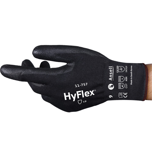 Gants r&eacute;sistant aux coupures Hyflex 11-757, Taille 8, Calibre 18, Rev&ecirc;tement Polyur&eacute;thane, Enveloppe en Intercept, ASTM ANSI niveau A7/EN 388 niveau F Air Extreme Inc.