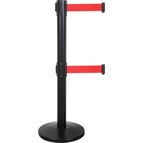 Barri&egrave;re pour le contr&ocirc;le des foules &agrave; courroie double, Acier, 35" h, Ruban Rouge, Longueur du ruban 7' Air Extreme Inc.
