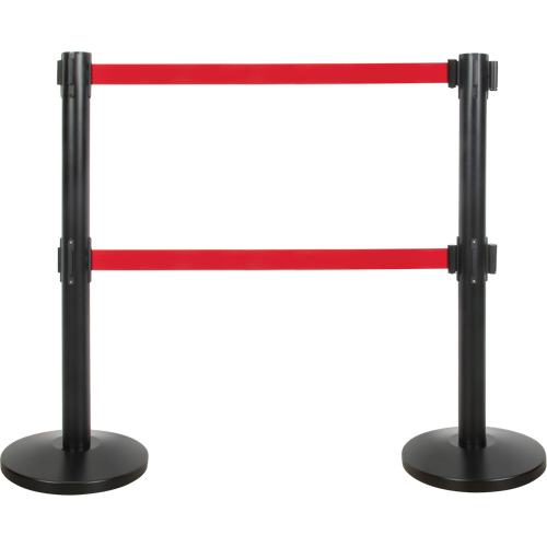 Barri&egrave;re pour le contr&ocirc;le des foules &agrave; courroie double, Acier, 35" h, Ruban Rouge, Longueur du ruban 7' Air Extreme Inc.