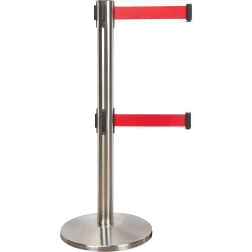 Barri&egrave;re pour le contr&ocirc;le des foules &agrave; courroie double, Acier, 35" h, Ruban Rouge, Longueur du ruban 7' Air Extreme Inc.