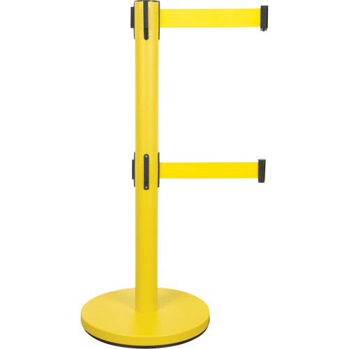 Dual Belt Crowd Control Barrier, Steel, 35" H, Yellow Tape, 7' Tape Length Air Extreme Inc.