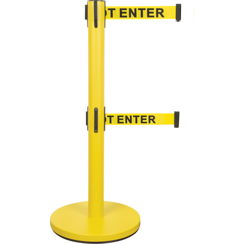 Dual Belt Crowd Control Barrier, Steel, 35" H, Yellow Tape, 7' Tape Length Air Extreme Inc.