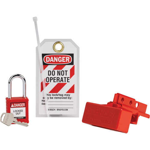 BatteryBlock Forklift Power Connector Lockout with Nylon Safety Padlock, Electrical Kit, 3 Components Air Extreme Inc.