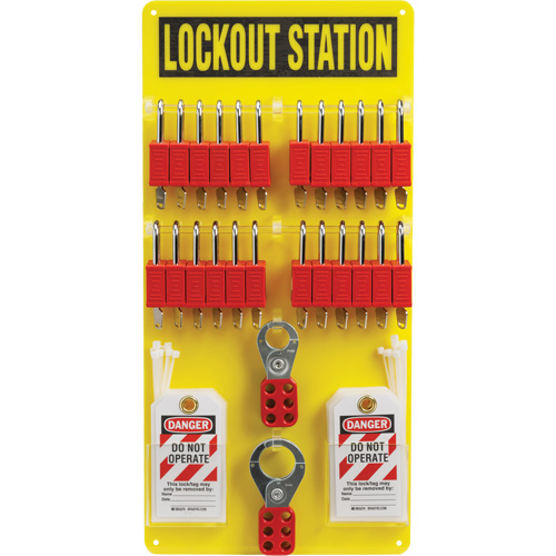 Lockout Board with Keyed Different Nylon Safety Lockout Padlocks, Plastic Padlocks, 24 Padlock Capacity, Padlocks Included Air Extreme Inc.