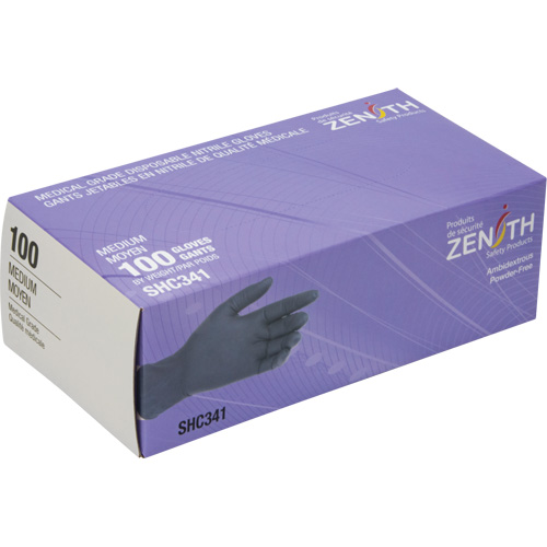 Medical Grade Disposable Gloves, Medium, Nitrile, 6-mil, Powder-Free, Black, Class 2 Air Extreme Inc.