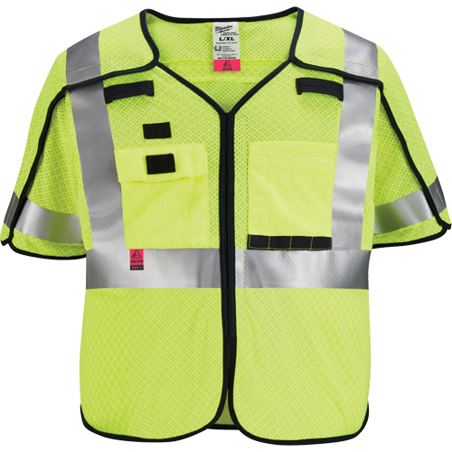 Gilet de s&eacute;curit&eacute; &agrave; maille d&eacute;tachable, Noir/Jaune lime haute visibilit&eacute;, Moyen/Petit Air Extreme Inc.