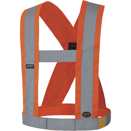5490 4" Wide Adjustable Safety Sash, Meets/Exceeds CSA Z96 Class 2 - Level 2, High Visibility Orange, Silver Reflective Colour, One Size Air Extreme Inc.
