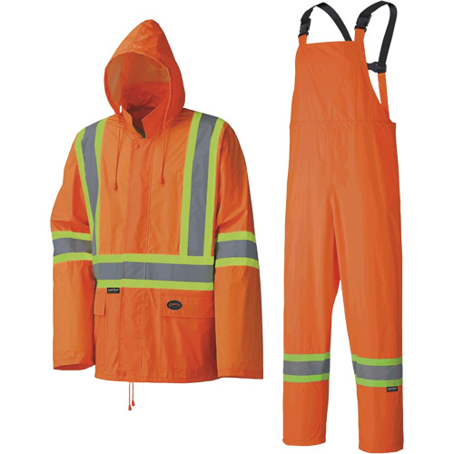 5598 Combinaison de pluie imperm&eacute;able et l&eacute;g&egrave;re, Polyester/PVC, Petit, Orange haute visibilit&eacute; Air Extreme Inc.