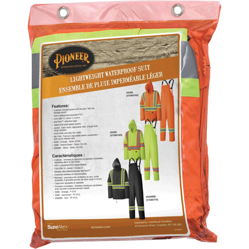 5598 Combinaison de pluie imperm&eacute;able et l&eacute;g&egrave;re, Polyester/PVC, Petit, Orange haute visibilit&eacute; Air Extreme Inc.