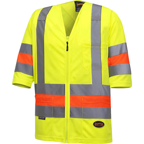 6019 Chandail de circulation &agrave; manches courtes  Qu&eacute;bec, Polyester, T-petit, Jaune lime haute visibilit&eacute; Air Extreme Inc.