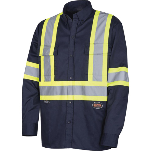 4414 Button-Down Work Shirt, Poly-Cotton, Small, Navy Blue Air Extreme Inc.