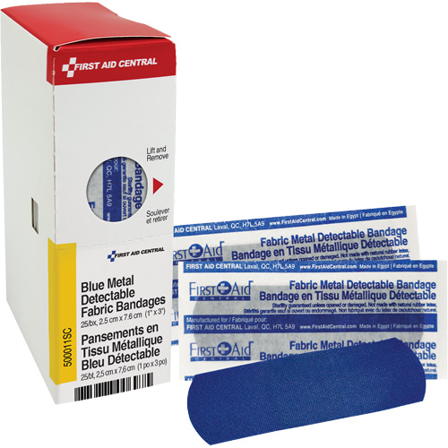 Fabric Blue Detectable Bandages, Rectangular/Square, 1", Fabric Metal Detectable, Sterile Air Extreme Inc.