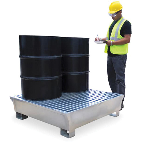 Ultra-Spill Pallet en acier, 4 barils, Capacit&eacute; de d&eacute;versement 68 gal. US, 49,1" x 47,1" x 10,9" Air Extreme Inc.