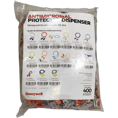 Recharge de bouchons doreille QD30 pour le distributeur HL400, Vrac - Sac en poly, Avec cordon Air Extreme Inc.