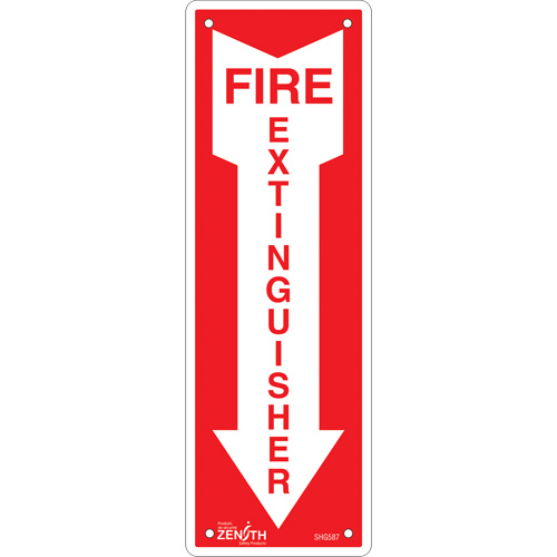 Enseigne Fire Extinguisher, 12" x 4", Aluminium, Anglais avec pictogramme Air Extreme Inc.