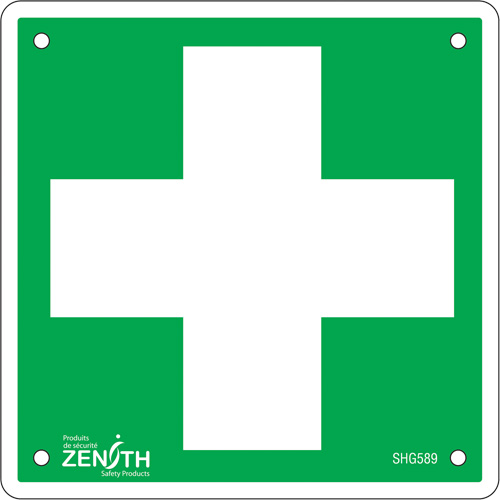 Enseigne premiers soins, 6" x 6", Aluminium, Pictogramme Air Extreme Inc.