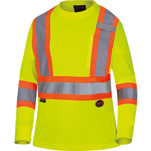 6969 Women's Bird's-Eye Long-Sleeved Safety Shirt, Polyester, X-Small, High Visibility Lime-Yellow Air Extreme Inc.