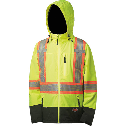 5221 Softshell Waterproof Premium  Safety Jacket, Polyester, High Visibility Lime-Yellow, Small Air Extreme Inc.