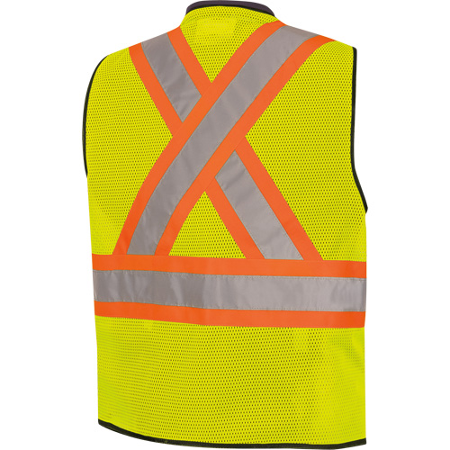 6895 Veste de s&eacute;curit&eacute; haute visibilit&eacute; bicolore avec fermeture &agrave; glissi&egrave;re sur tout le devant, Noir/Jaune lime haute visibilit&eacute;, 2T-Grand/3T-Grand, Polyester Air Extreme Inc.