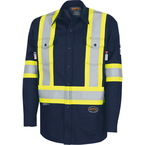 7742SF FR-TECH&reg; High-Visibility 88/12 Arc-Rated Safety Shirt, Small, Navy Blue Air Extreme Inc.