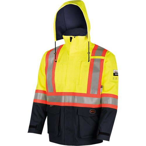 4485 Manteau de s&eacute;curit&eacute; Defender antistatique/ignifuge/anti-arc &eacute;lectrique en trilamin&eacute;, Petit, Noir/Jaune haute visibilit&eacute;, 11 cal/cm² Air Extreme Inc.