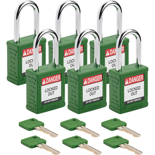Velocity Lockout Padlocks, Green, Keyed Different, Nylon, 1-1/2" Width Air Extreme Inc.