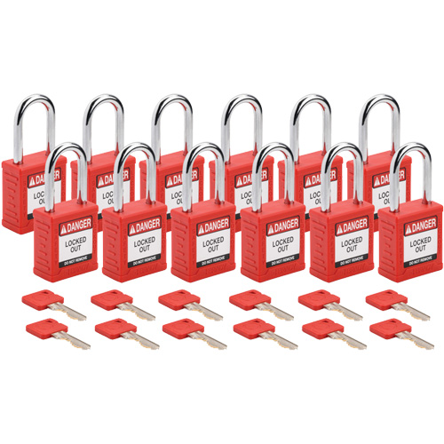 Velocity Lockout Padlocks, Red, Keyed Alike, Nylon, 1-1/2" Width Air Extreme Inc.