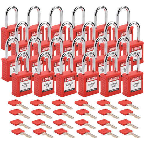 Velocity Lockout Padlocks, Red, Keyed Alike, Nylon, 1-1/2" Width Air Extreme Inc.
