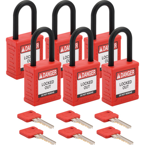 Velocity Lockout Padlocks, Red, Keyed Different, Nylon, 1-1/2" Width Air Extreme Inc.