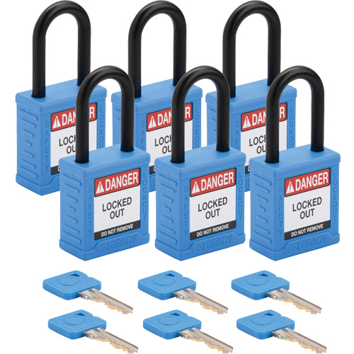 Velocity Lockout Padlocks, Blue, Keyed Different, Nylon, 1-1/2" Width Air Extreme Inc.