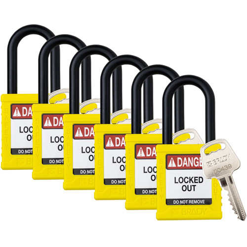 Velocity Lockout Padlocks, Yellow, Keyed Alike, Nylon, 1-1/2" Width Air Extreme Inc.