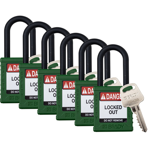 Velocity Lockout Padlocks, Green, Keyed Alike, Nylon, 1-1/2" Width Air Extreme Inc.