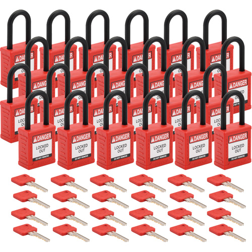 Velocity Lockout Padlocks, Red, Keyed Different, Nylon, 1-1/2" Width Air Extreme Inc.