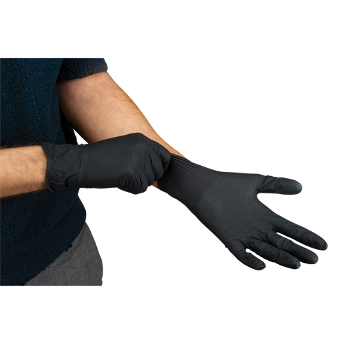 Heavyweight Tactile Grip Examination Gloves, 2X-Large, Nitrile, 8-mil, Powder-Free, Black Air Extreme Inc.