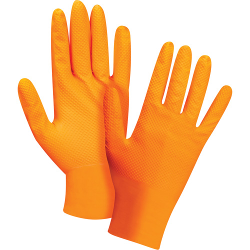 Gants d'examen de poids lourd &agrave; prise tactile, Moyen, Nitrile, 8 mils, Sans poudre, Orange Air Extreme Inc.