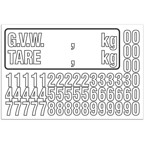 Trousse de num&eacute;rotation de la masse brute du v&eacute;hicule (MBV) pour camion, Num&eacute;ros/lettres/ponctuation assortis, Blanc Air Extreme Inc.