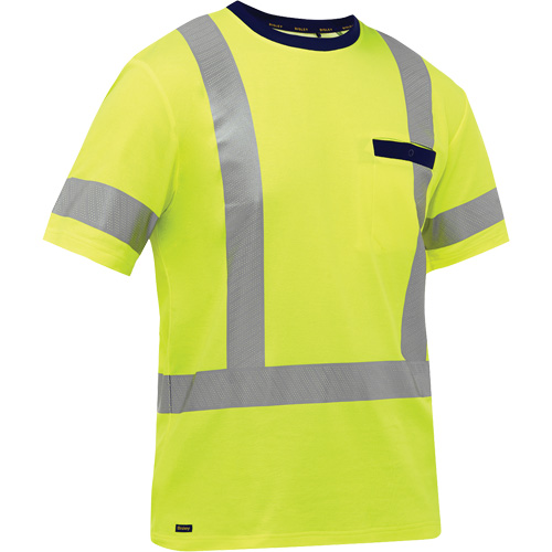 Chemise &agrave; manches courtes et X au dos Bisley, Poly-coton, Petit, Jaune lime haute visibilit&eacute; Air Extreme Inc.
