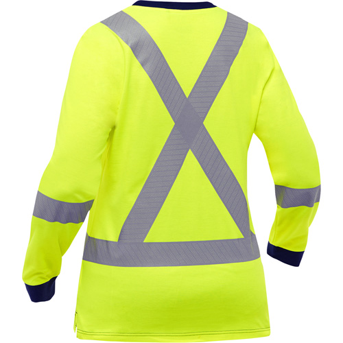Chemise &agrave; manches longues et X au dos Bisley pour femmes, Poly-coton, Petit, Jaune lime haute visibilit&eacute; Air Extreme Inc.
