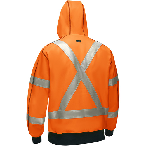 Bisley&reg; X-Back Full Zip Hooded Sweatshirt with Sherpa Lining, Small, High Visibility Orange Air Extreme Inc.