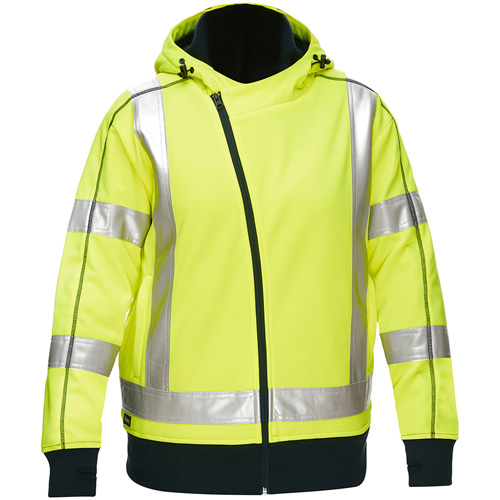 Coton ouat&eacute; doubl&eacute; de sherpa avec capuchon &agrave; fermeture &eacute;clair compl&egrave;te et X au dos Bisley pour femmes, 2T-Grand, Jaune lime haute visibilit&eacute; Air Extreme Inc.