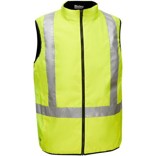 Veste bouffante r&eacute;versible avec X au dos Bisley, Jaune lime haute visibilit&eacute;, Moyen, Polyester Air Extreme Inc.